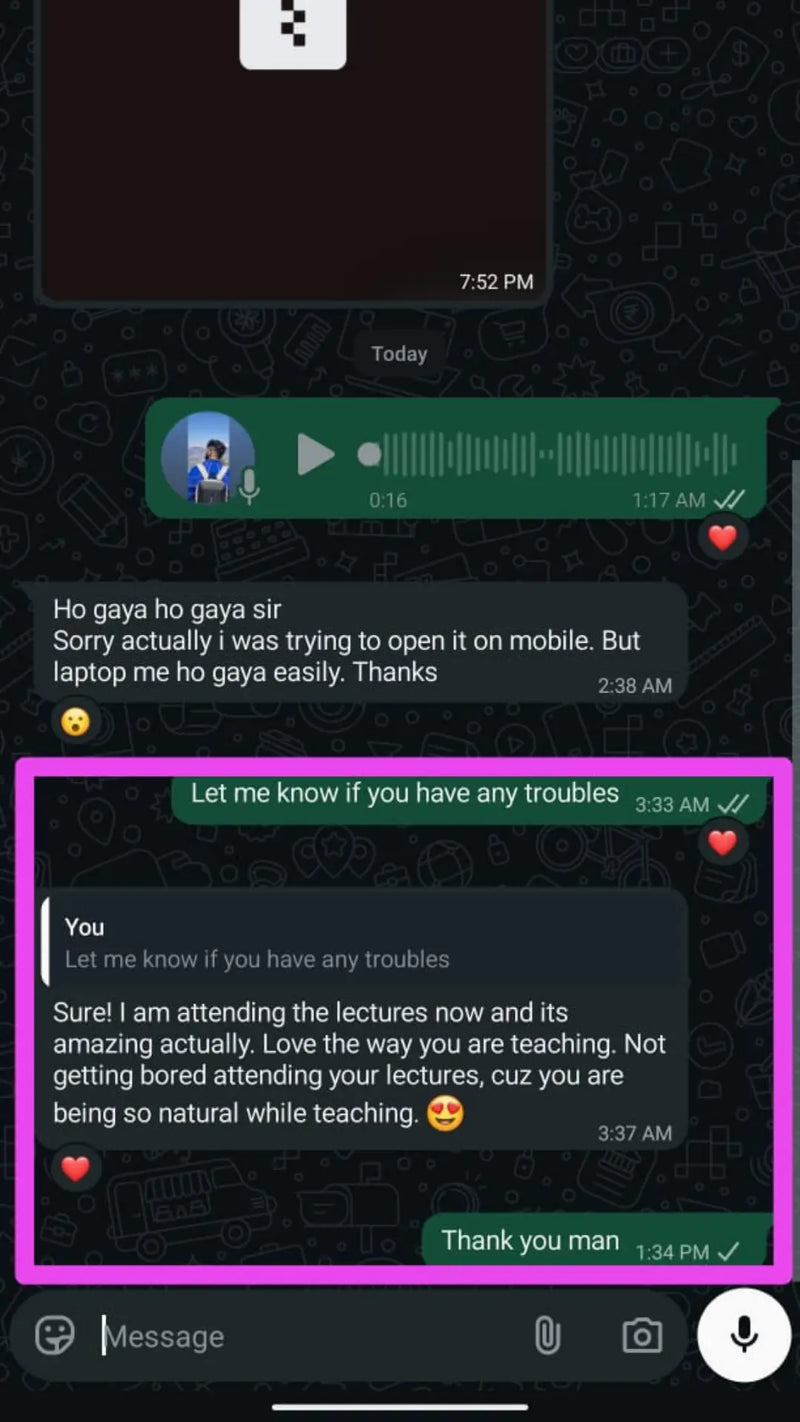 WhatsApp testimonial 4