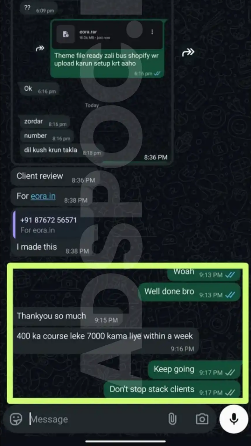 WhatsApp testimonial 9