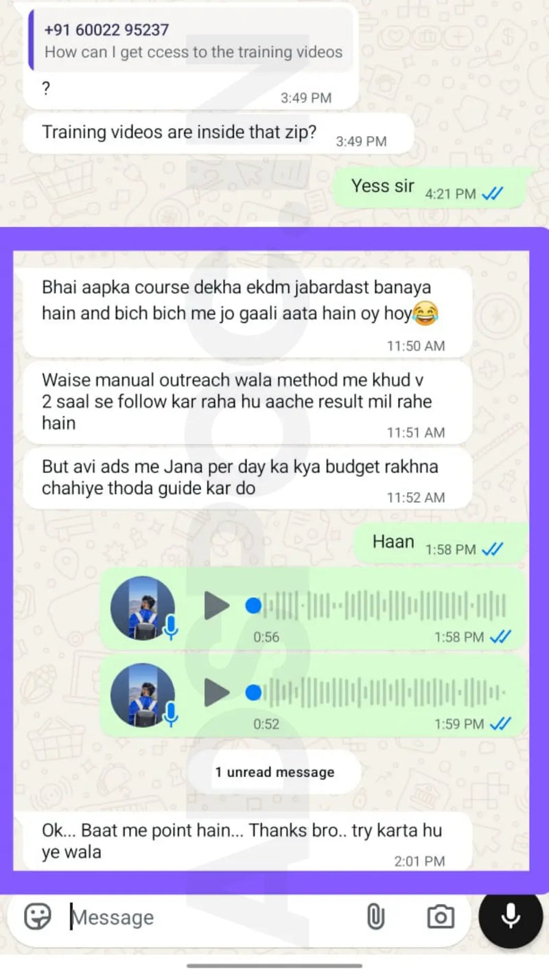 WhatsApp testimonial 7